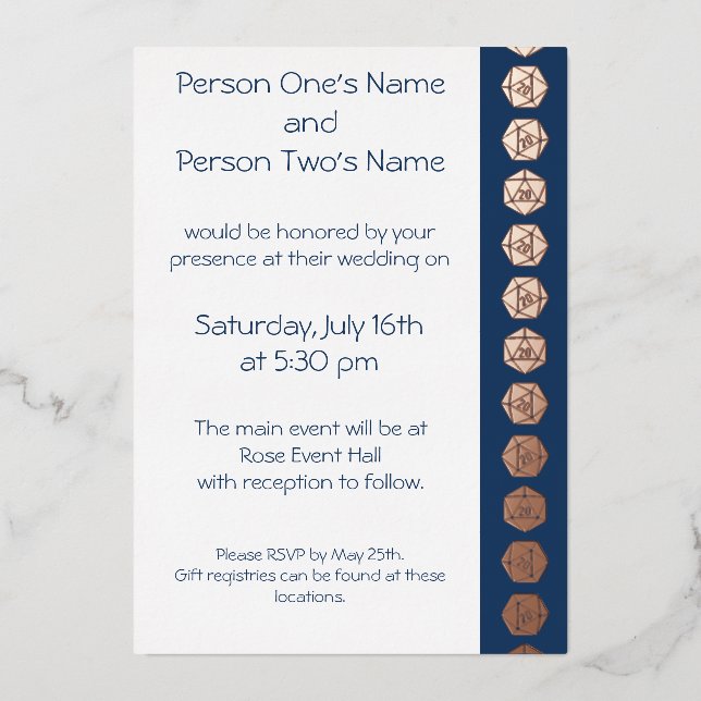 Tabletop Chic in Navy Foil Invitation (Front)