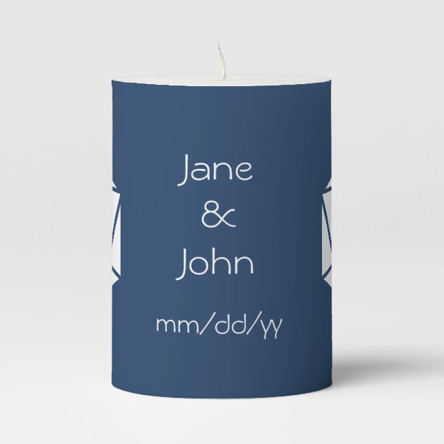 Tabletop Chic in Navy  Pillar Candle (Front)