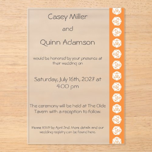 Tabletop Chic in Orange Acrylic Wedding Invitations