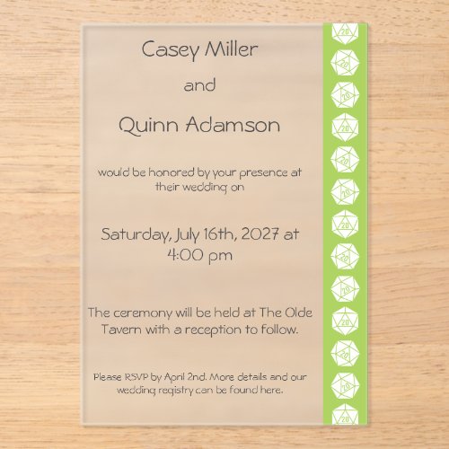 Tabletop Chic in Peridot Acrylic Wedding  Invitations