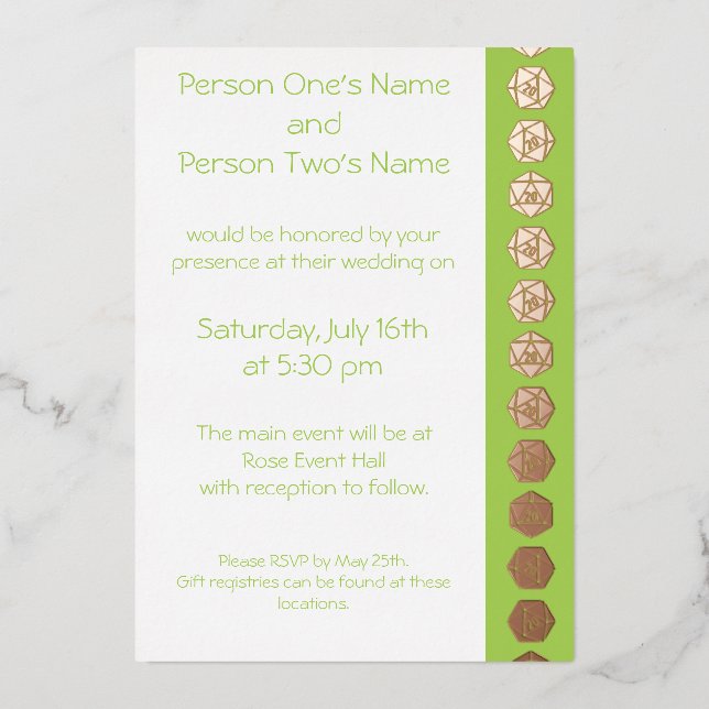 Tabletop Chic in Peridot Foil Invitation (Front)