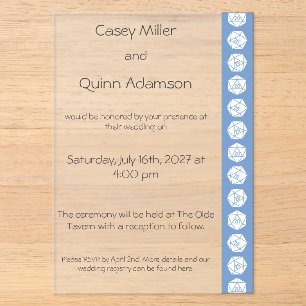 Tabletop Chic in Periwinkle Acrylic Wedding Invitations