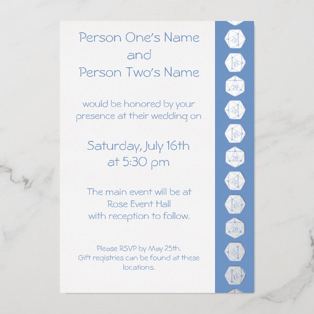Tabletop Chic in Periwinkle Foil Invitation (Front)