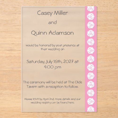 Tabletop Chic in Petal Pink Acrylic Wedding Invitations