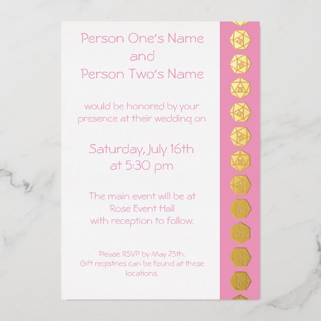 Tabletop Chic in Petal Pink Foil Invitation (Front)