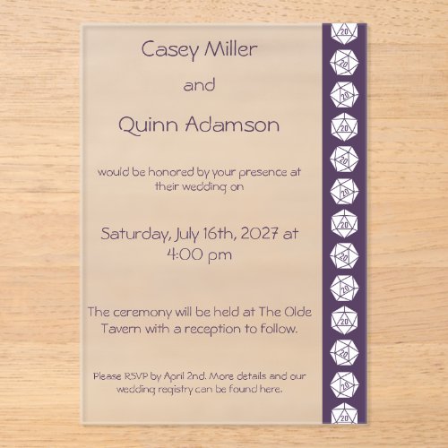 Tabletop Chic in Purple Acrylic Wedding  Invitations