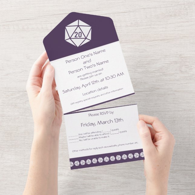 Tabletop Chic in Purple All In One Invitation (Tearaway)