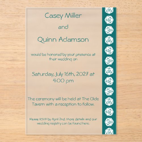 Tabletop Chic in Teal Acrylic Wedding  Invitations