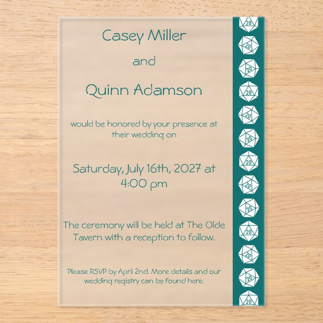Tabletop Chic in Teal Acrylic Wedding  Invitations (Front)