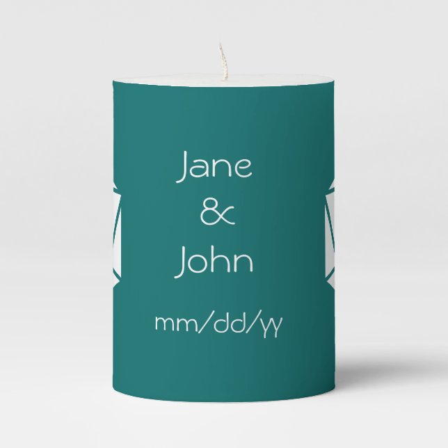 Tabletop Chic in Teal  Pillar Candle (Front)