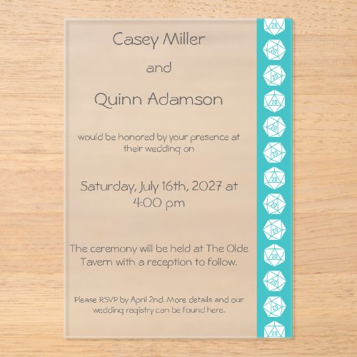 Tabletop Chic in Turquoise Acrylic Wedding  Invitations