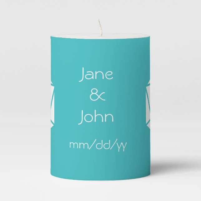 Tabletop Chic in Turquoise  Pillar Candle (Front)