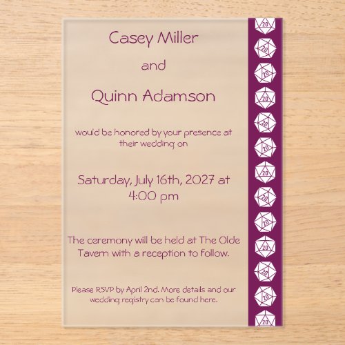 Tabletop Chic in Wine Acrylic Wedding Invitations