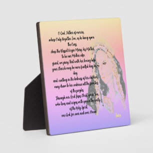 Tabletop Easel With Canvas ; Prayer Virgin Mary Plaque