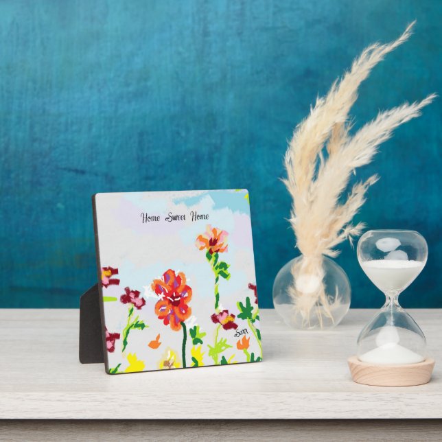 Tabletop  Easel With Canvas ; Wild Flower's Plaque (Insitu)