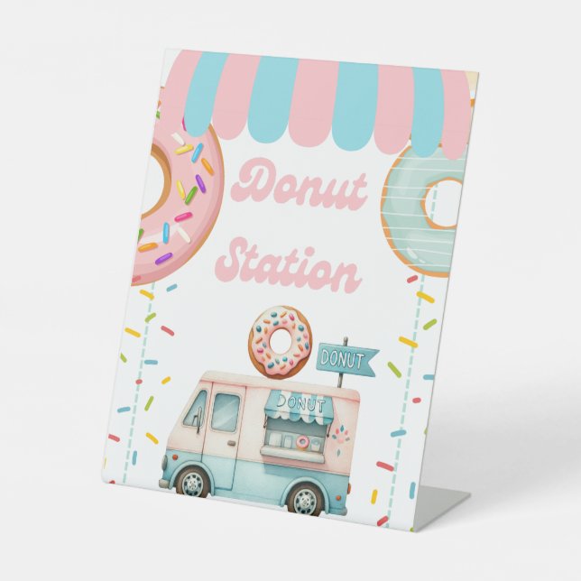 Tabletop Food Signage Donut Station  Pedestal Sign (Front)