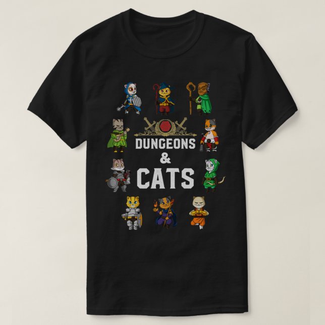 Tabletop Gamer Cats RPG D20 Dice RPG Fantasy Rolep T-Shirt (Design Front)