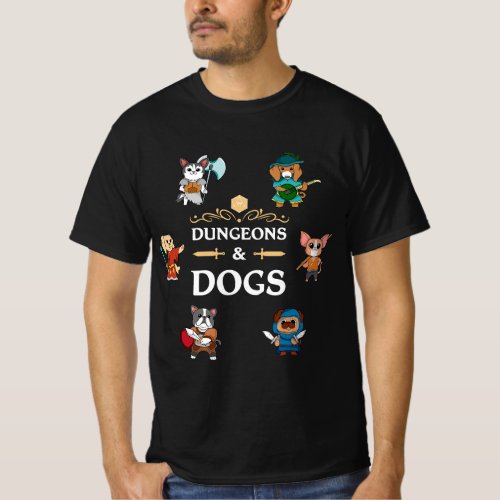 Tabletop Gamer Dogs RPG D20 Dice Fantasy Roleplayi T_Shirt