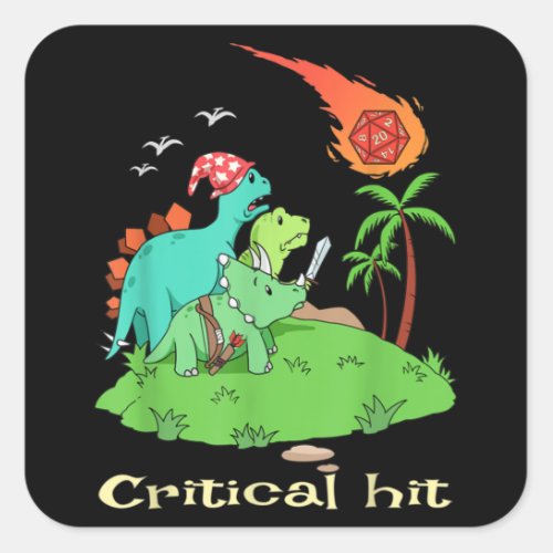 Tabletop Gaming Funny Critical Hit Role Playing Square Sticker
