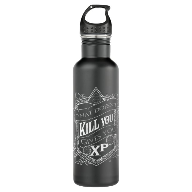 Tabletop Gaming Gives You XP Dice Stainless Steel Water Bottle (Front)