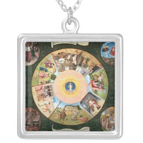 Tabletop of the Seven Deadly Sins Silver Plated Necklace
