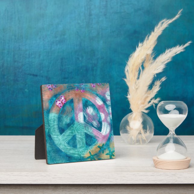 Tabletop Plaque Beach Peace Sign Nautical (Insitu)