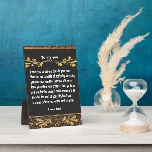 Tabletop Plaque gift to my son quotes on Plaque