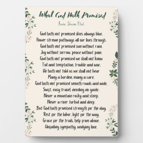 Tabletop Plaque What God Hath Promised