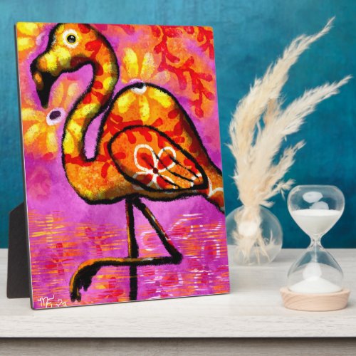 Tabletop Plaque Whimsical Abstract Flamingo Pink