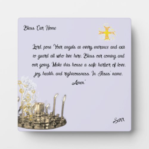 Tabletop Plaque with Easel : Bless Our Home .
