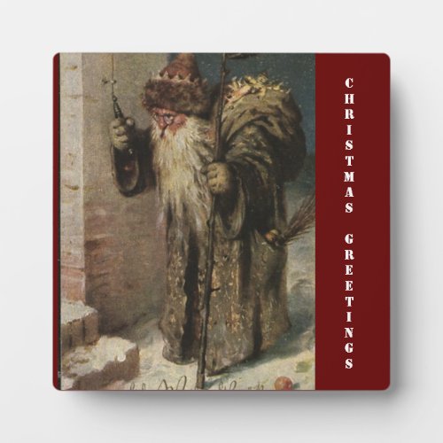 Tabletop Plaque with easel Old postcard Santa