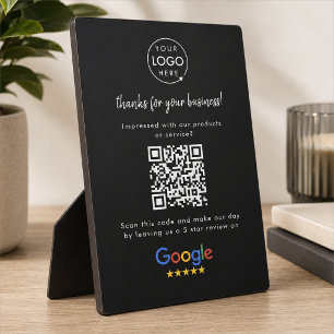 Tabletop Sign   Google Review QR Code Plaque