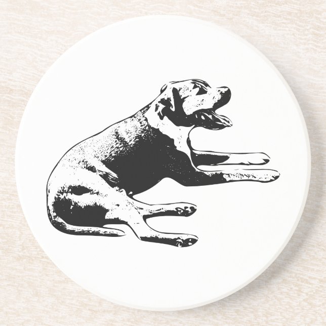 Tabletop Smile—Relaxed Pup Close-Up Coaster (Front)
