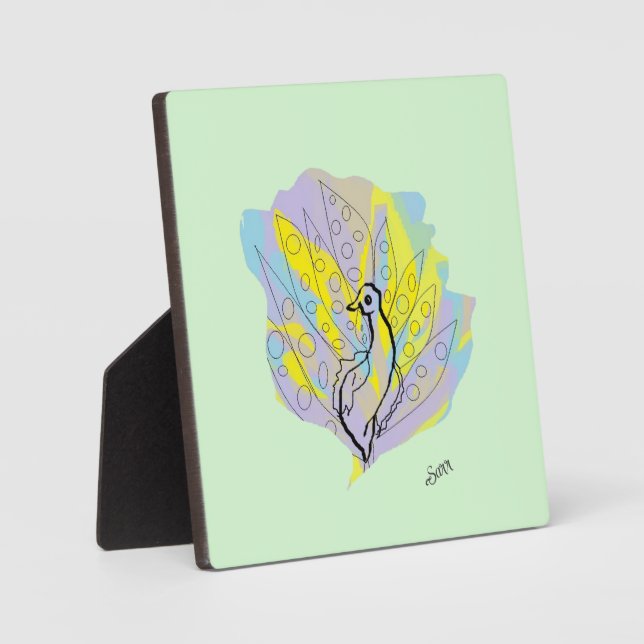 Tabletop W/Canvas :  Pecock Plaque (Front)