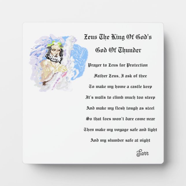 Tabletop W/Canvas : Zeus King Of The God's Plaque (Front)