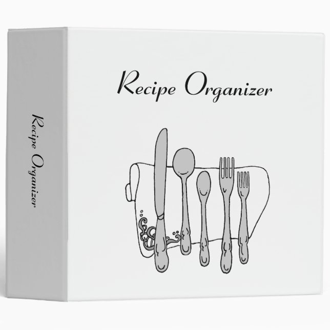 Tableware Black White Custom Recipe Binder (Front/Spine)