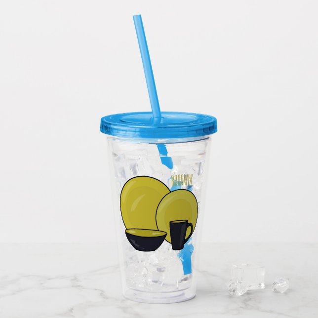 Tableware set cartoon illustration  acrylic tumbler (Front Ice)