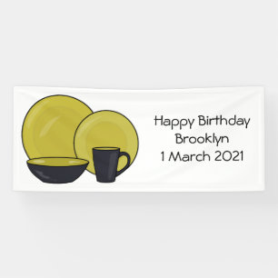 Tableware set cartoon illustration banner