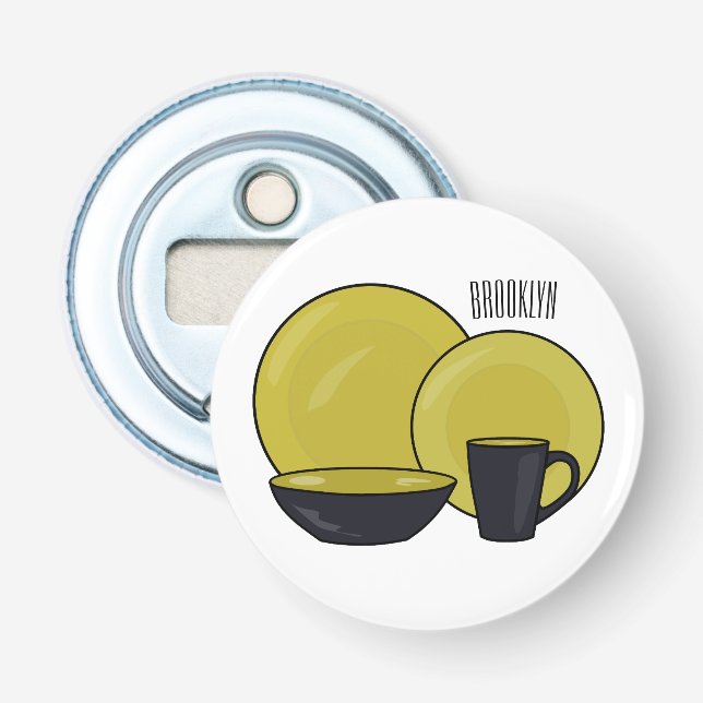 Tableware set cartoon illustration  bottle opener (Front)