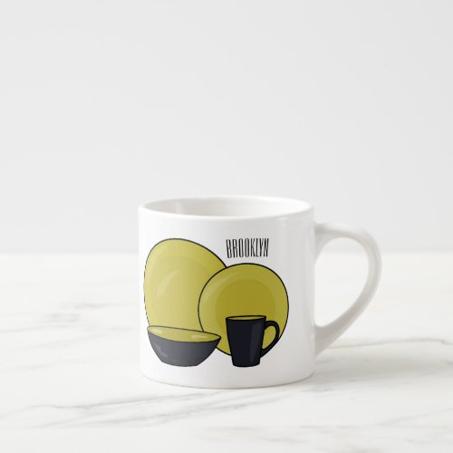 Tableware set cartoon illustration  espresso cup