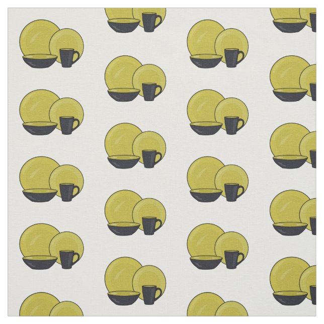 Tableware set cartoon illustration  fabric (Swatch)