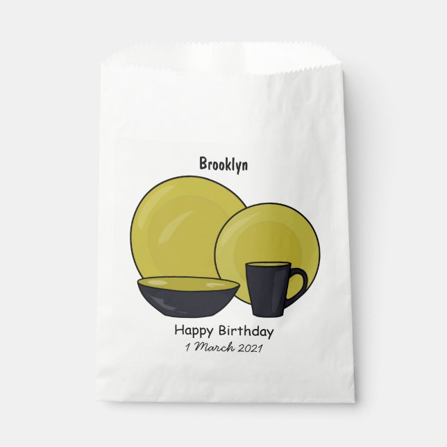 Tableware set cartoon illustration  favor bag (Front)