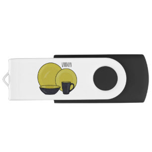 Tableware set cartoon illustration flash drive