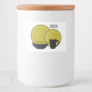Tableware set cartoon illustration food label
