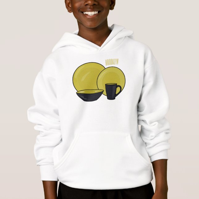 Tableware set cartoon illustration  hoodie (Front)