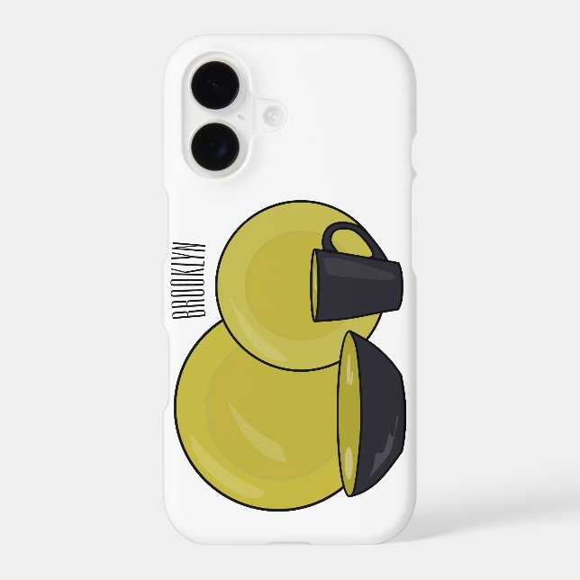 Tableware set cartoon illustration  iphone case (Back)