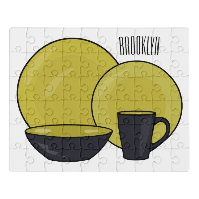 Tableware set cartoon illustration  jigsaw puzzle (Puzzle Horizontal)