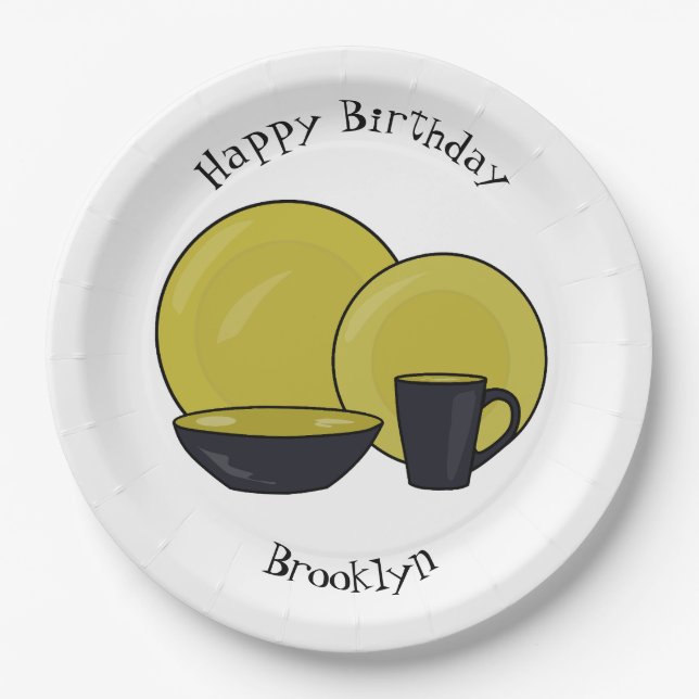 Tableware set cartoon illustration paper plates (Front)