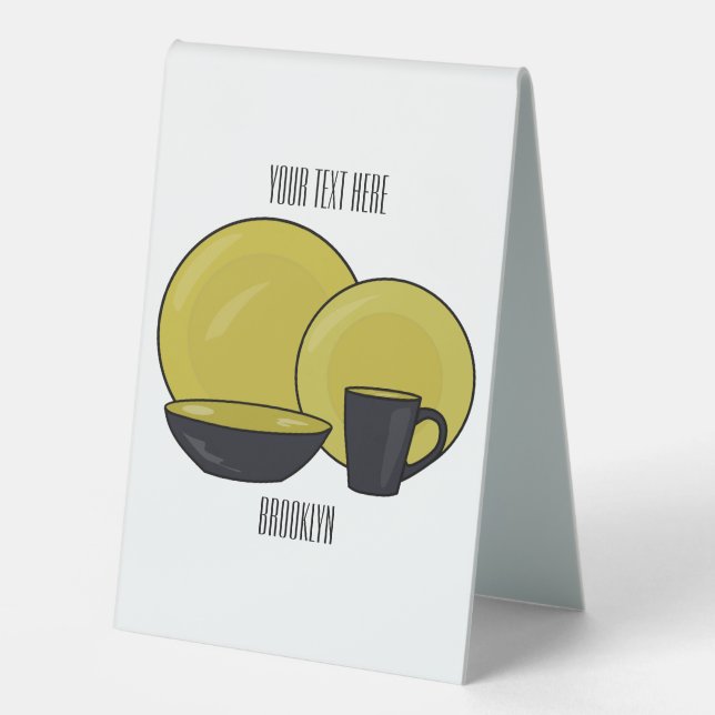 Tableware set cartoon illustration  table tent (Front)