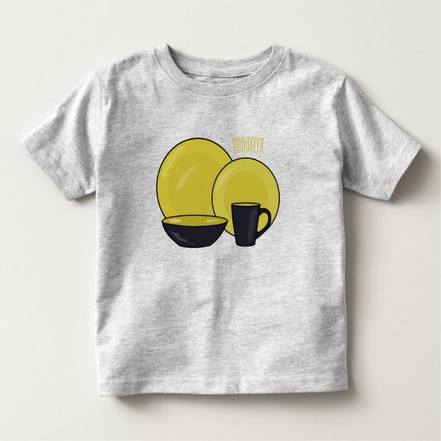 Tableware set cartoon illustration  toddler t-shirt (Front)